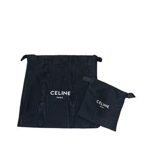 Bundle Set of 2 Black Celine Paris Drawstring Dust Storage Bags